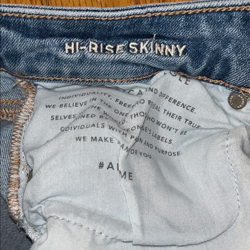 American Eagle Outfitters Super Stretch Hi Rise Skinny Distressed Jeans Size 4 - Picture 6 of 12